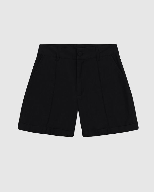 Bermuda Alfaiataria Feminina Barra Italiana Em Viscose Sarjada - ENFIM Preto - G