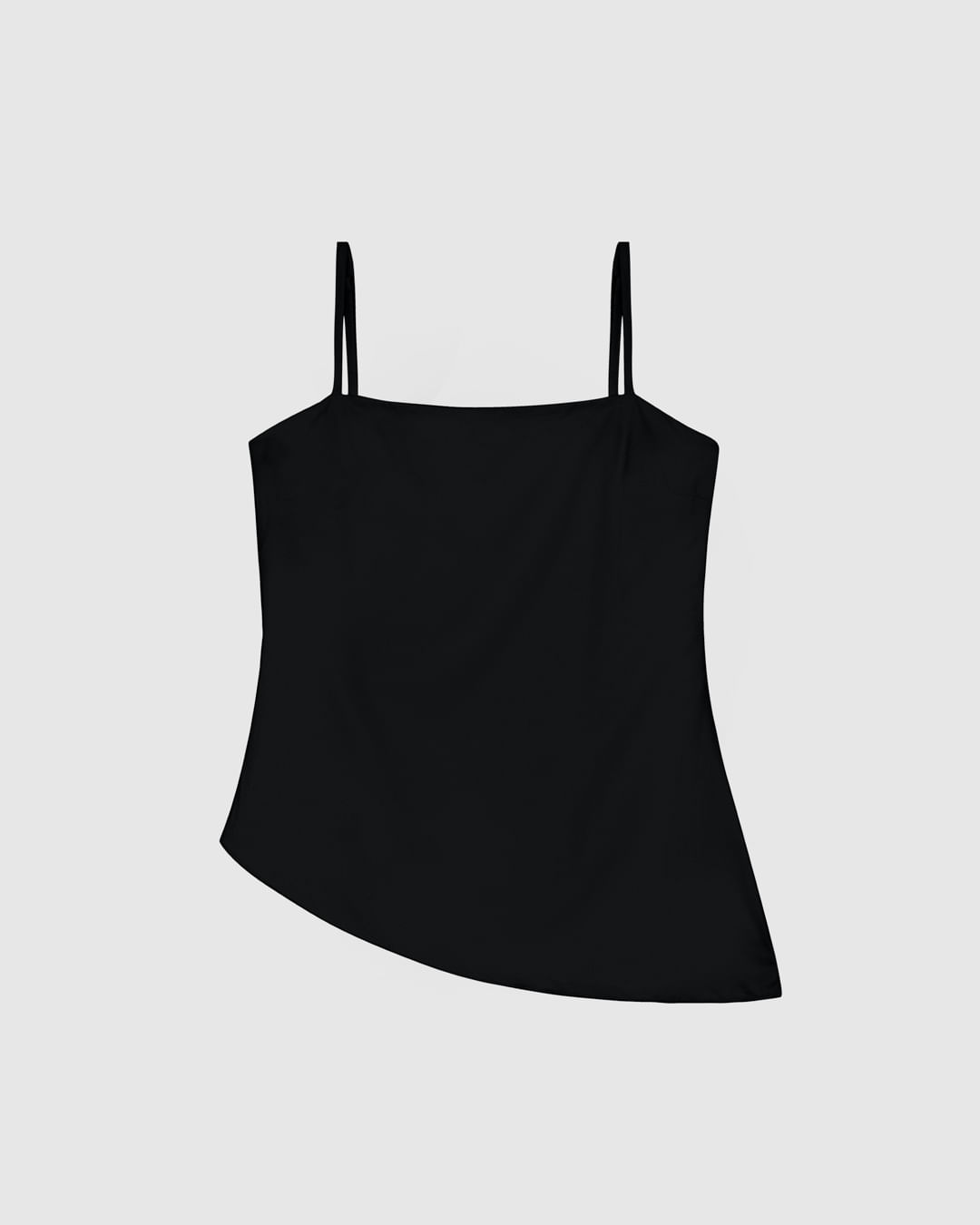 Regata Feminina Decote Reto Barra Assimétrica em Crepe de Viscose - ENFIM