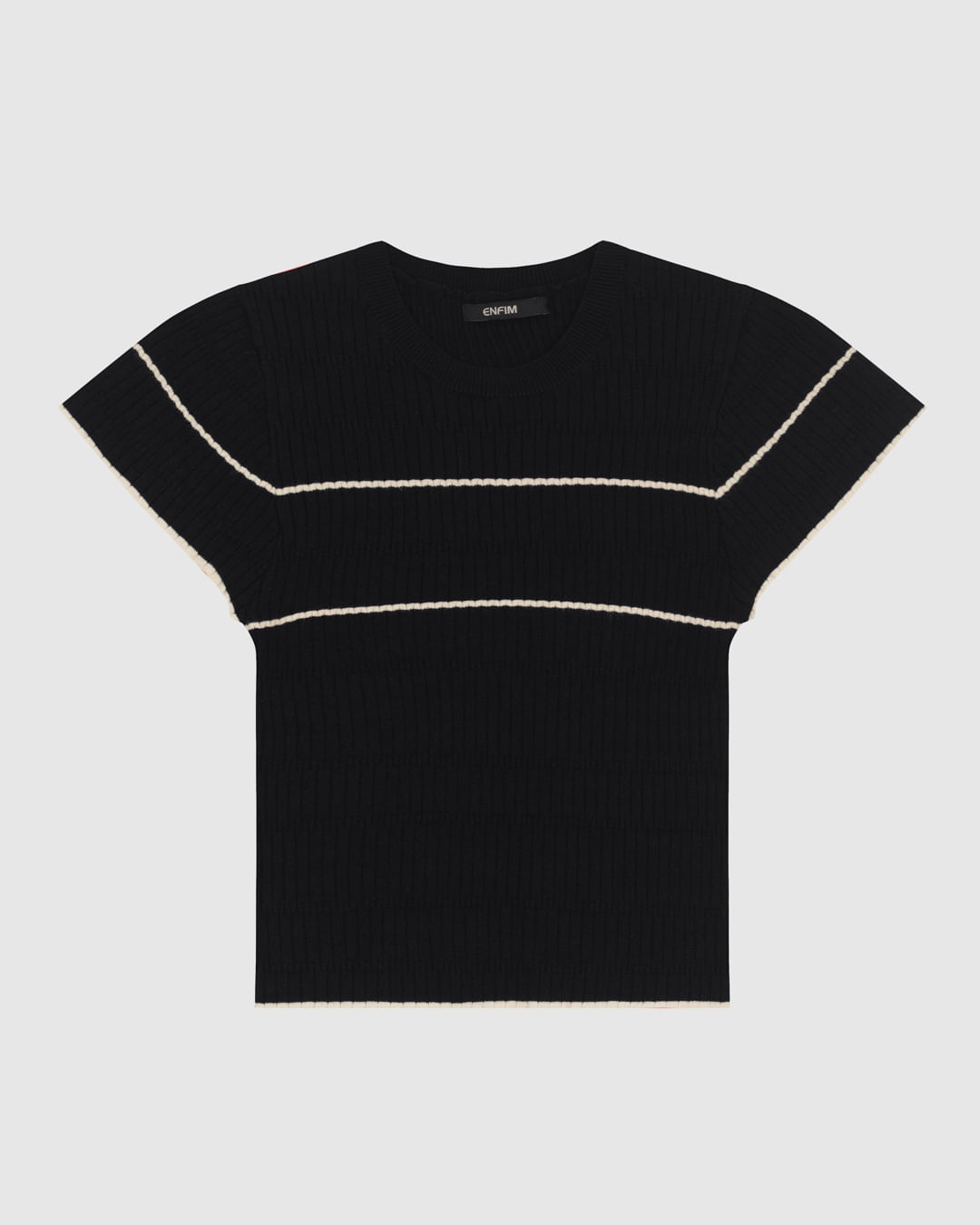 Blusa Feminina Listra Frontal Manga Fluída em Tricô Canelado - ENFIM