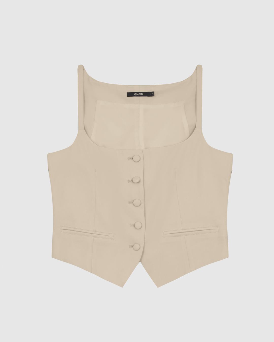 Blusa Colete Feminina Abotoamento Frontal Em Viscose Sarjada - ENFIM