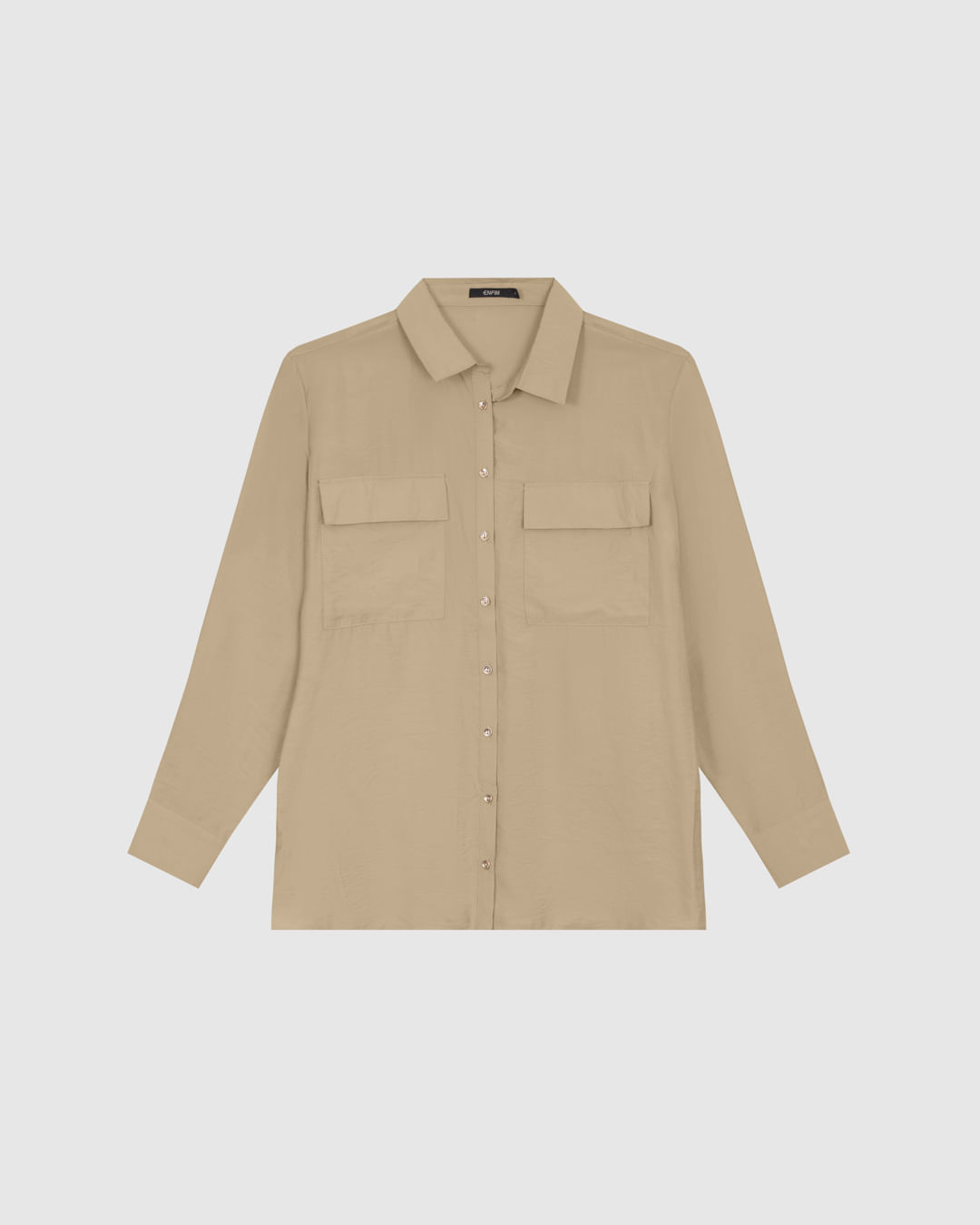 Camisa Feminina Utilitária Bolso Frontal em Tecido Acetinado - ENFIM