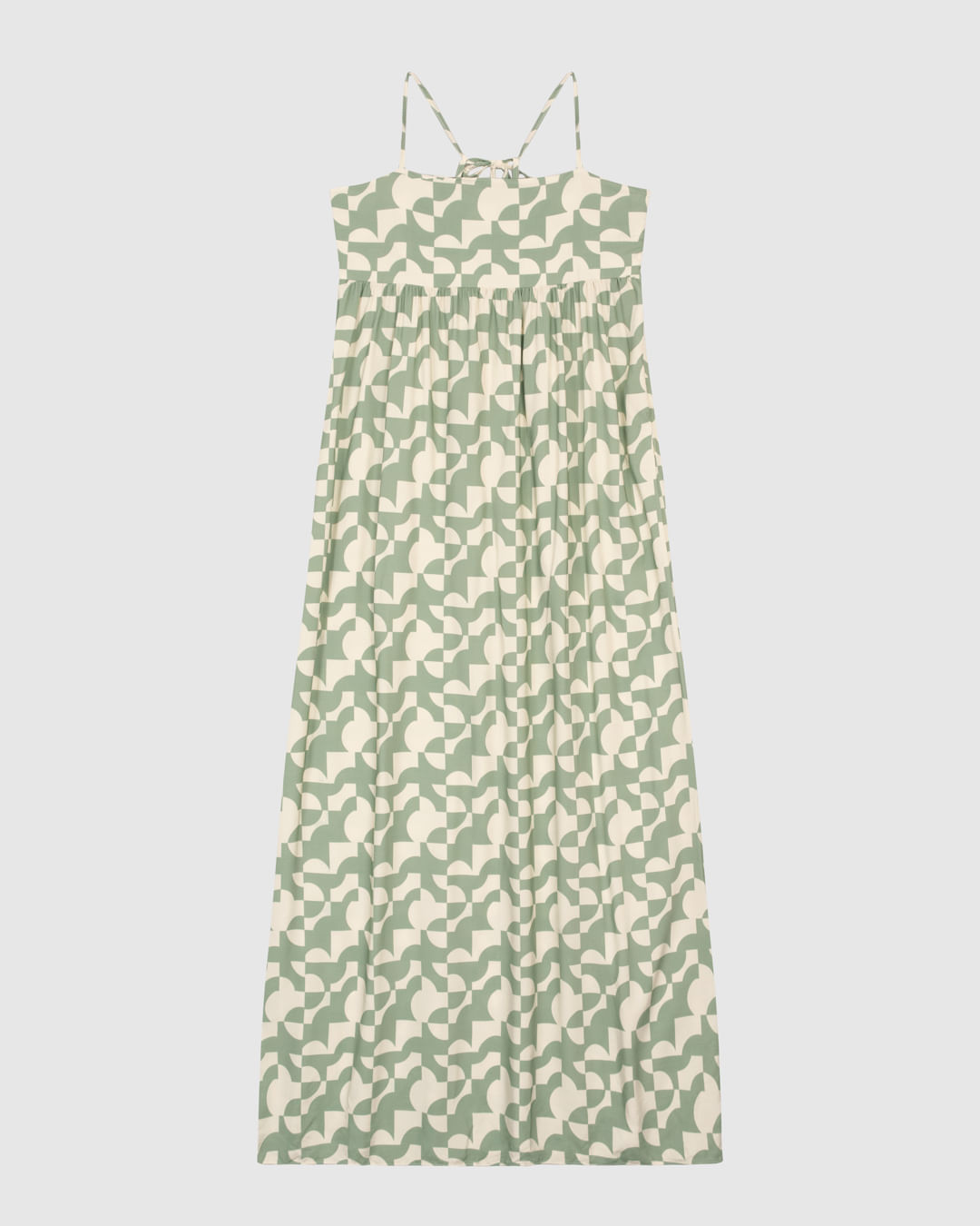 Vestido Longo Feminino Estampa Geométrica Decote Reto Em Viscose - ENFIM - Imagem 5