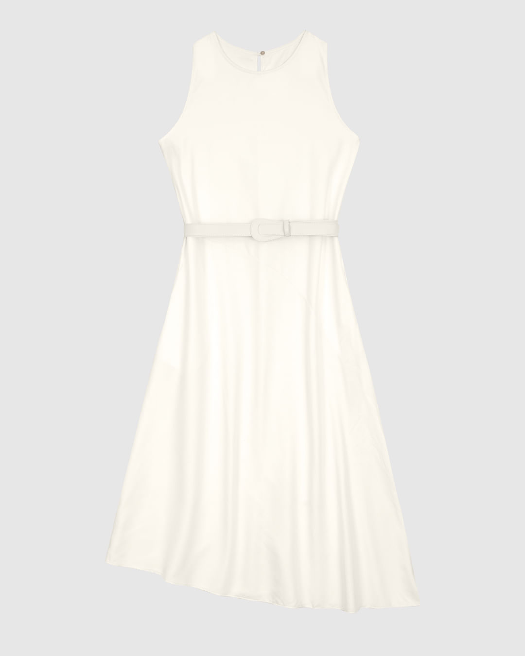 Vestido Midi Feminino Com Cinto E Barra Assimétrica Em Crepe De Viscose - ENFIM - Imagem 5