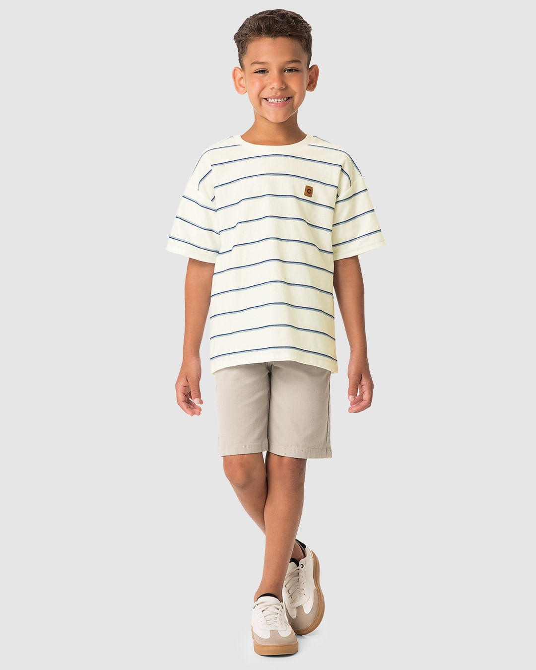 Camiseta Menino Etiqueta Decorativa Em Malha Listrada - Carinhoso - Imagem 7