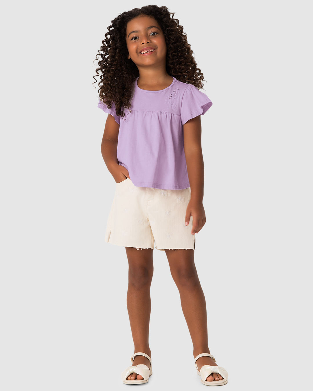 Blusa Menina Ampla Bordado Com Laser Em Algodão - Carinhoso
