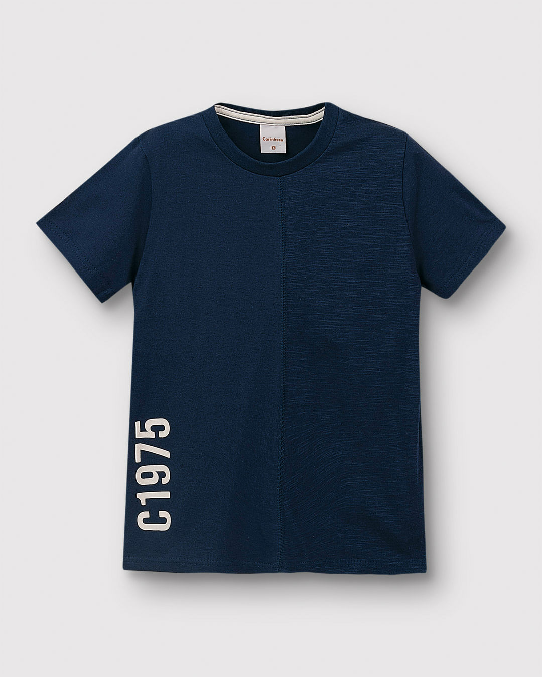 Camiseta Menino Recorte Frontal Estampa HD Em Flamê Algodão - Carinhoso