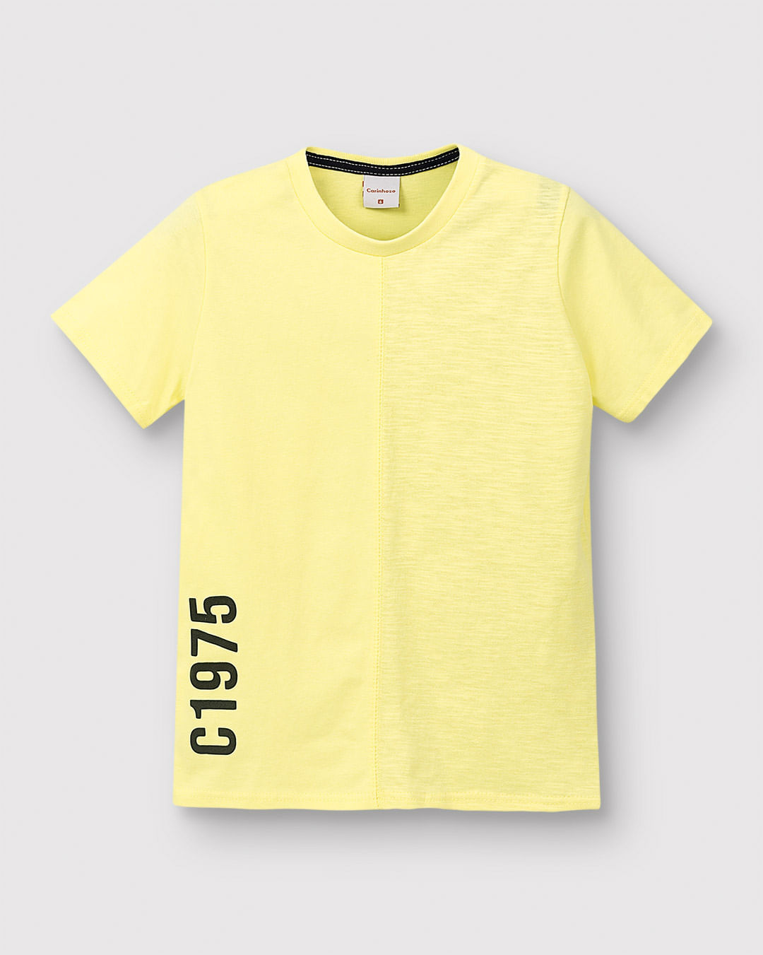 Camiseta Menino Recorte Frontal Estampa HD em Flamê Algodão - Carinhoso