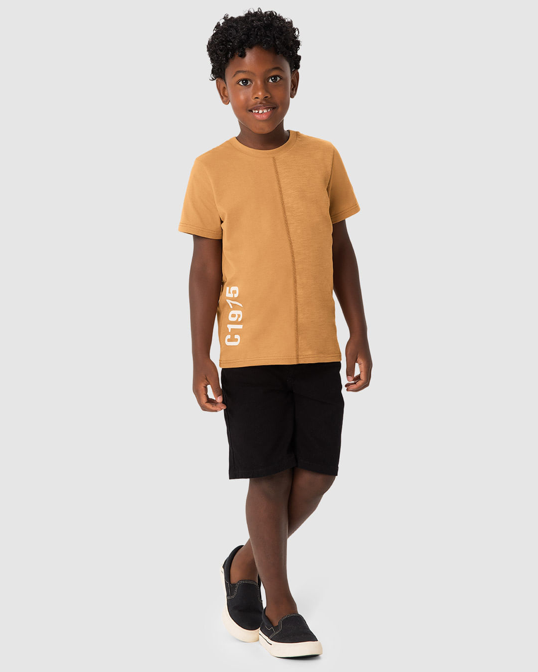 Camiseta Menino Recorte Frontal Estampa HD em Flamê Algodão - Carinhoso
