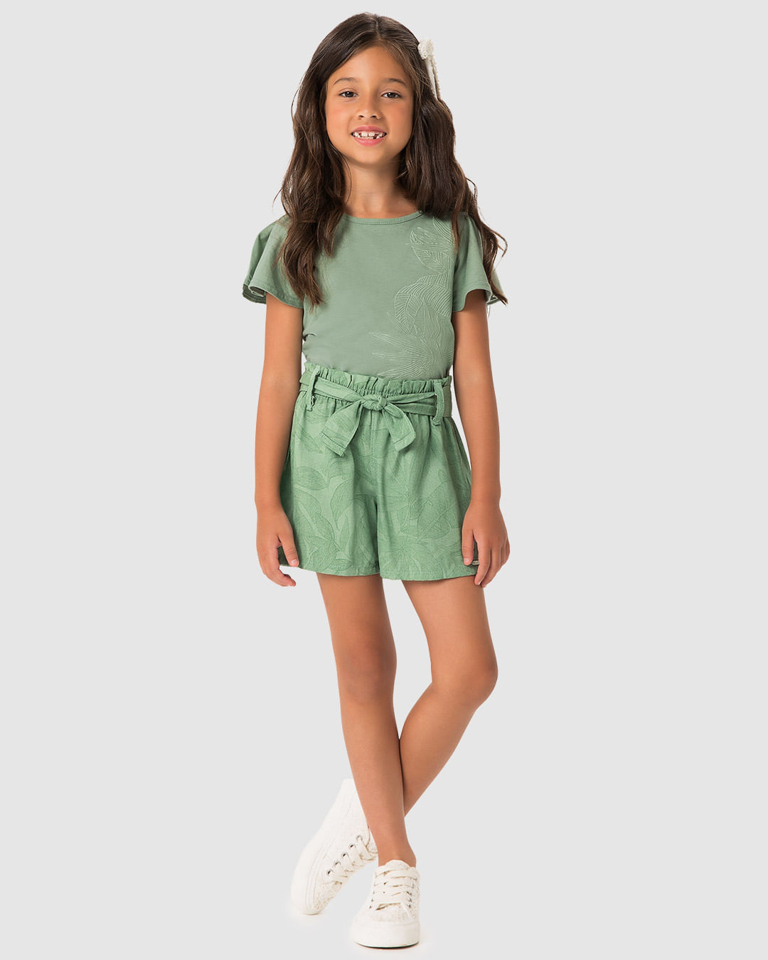 Conjunto Menina Shorts Clochard Em Viscolinho Texturizado - Carinhoso - Imagem 16