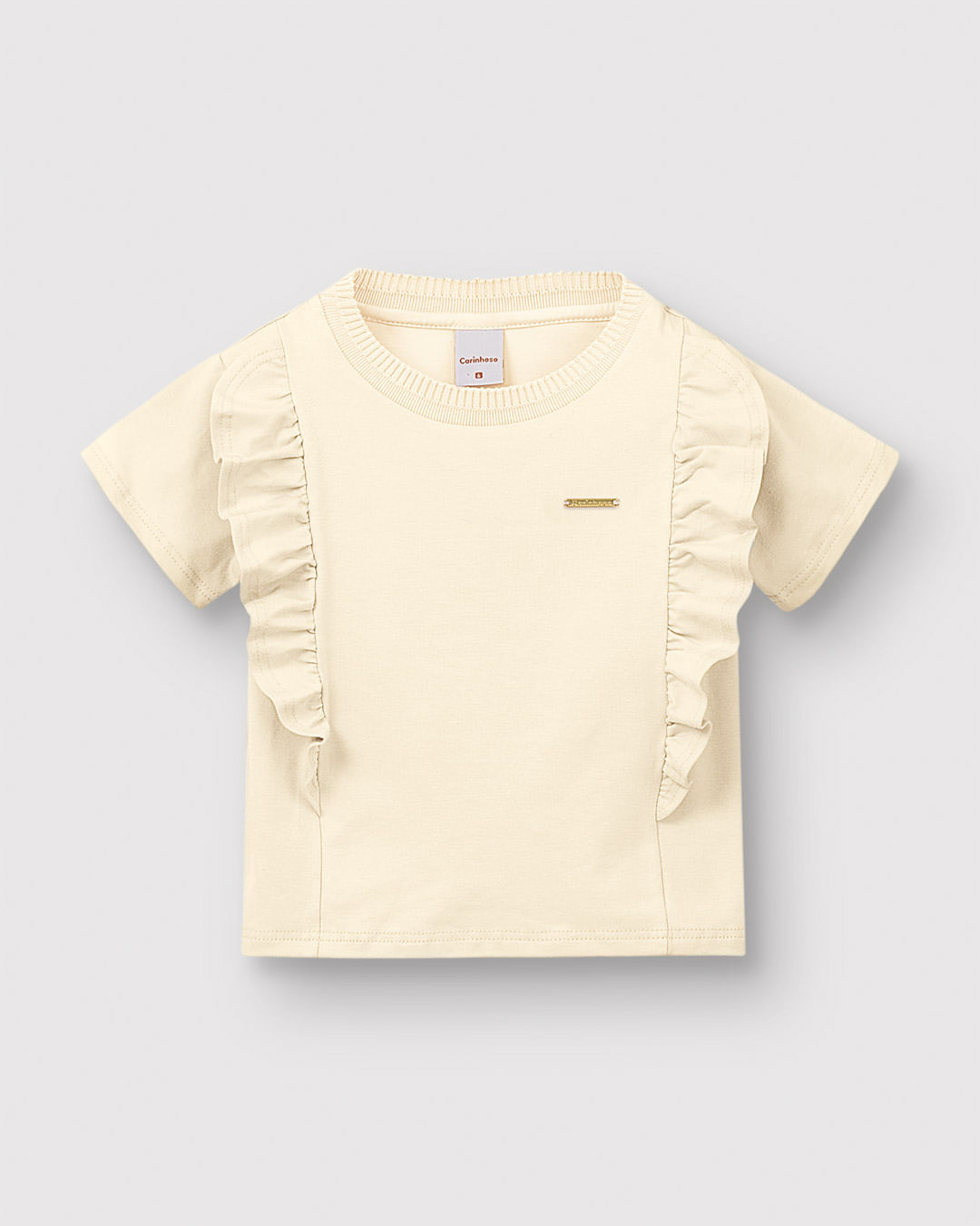 Blusa Menina Recorte Frontal Com Babado Em Algodão - Carinhoso