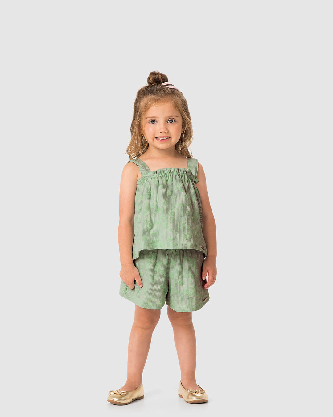 Conjunto Menina Estampa Puff Alto Relevo Em Malha Canelada - Carinhoso