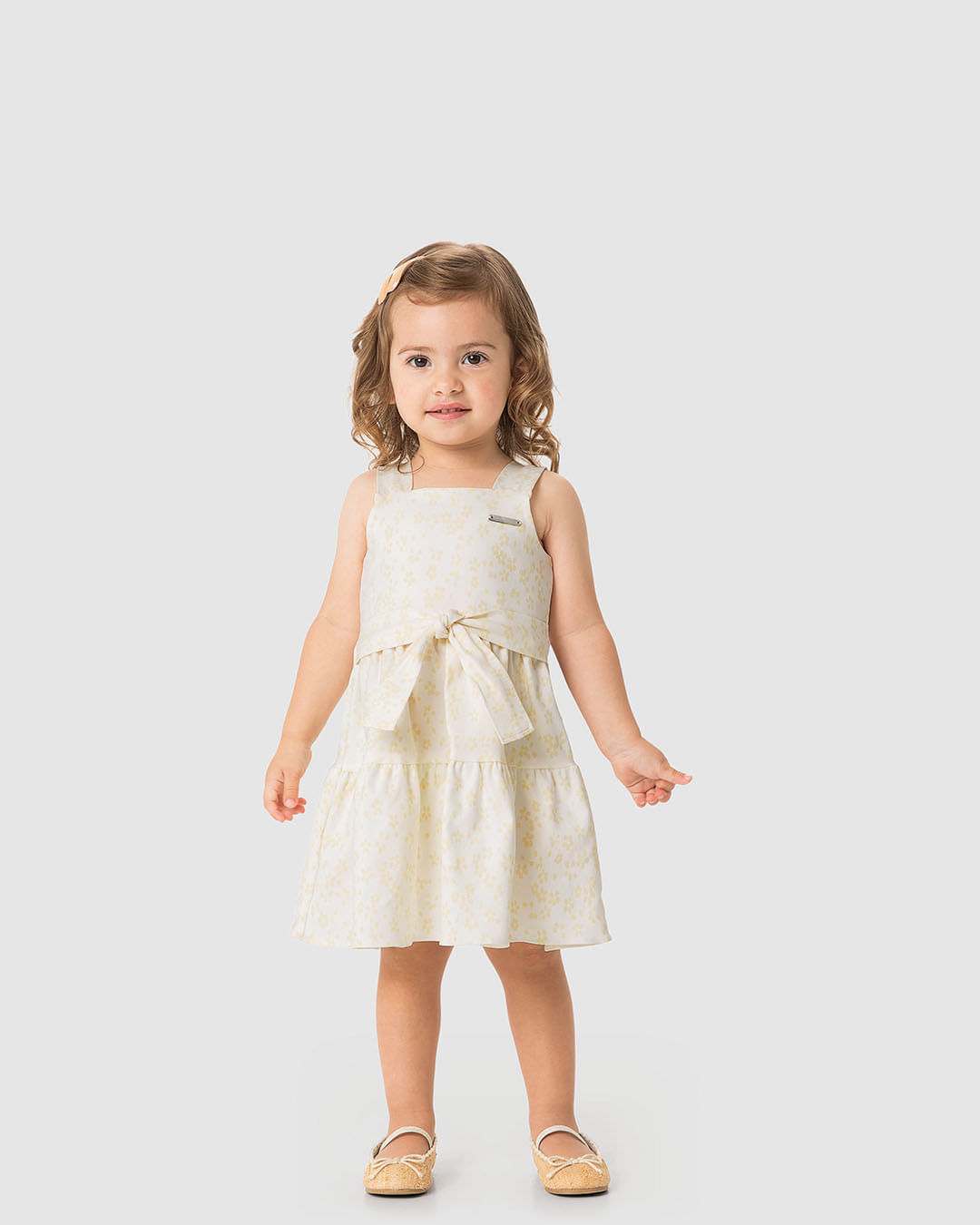 Vestido Menina Rodado Faixa Amarração Em Bengaline - Carinhoso - Imagem 7