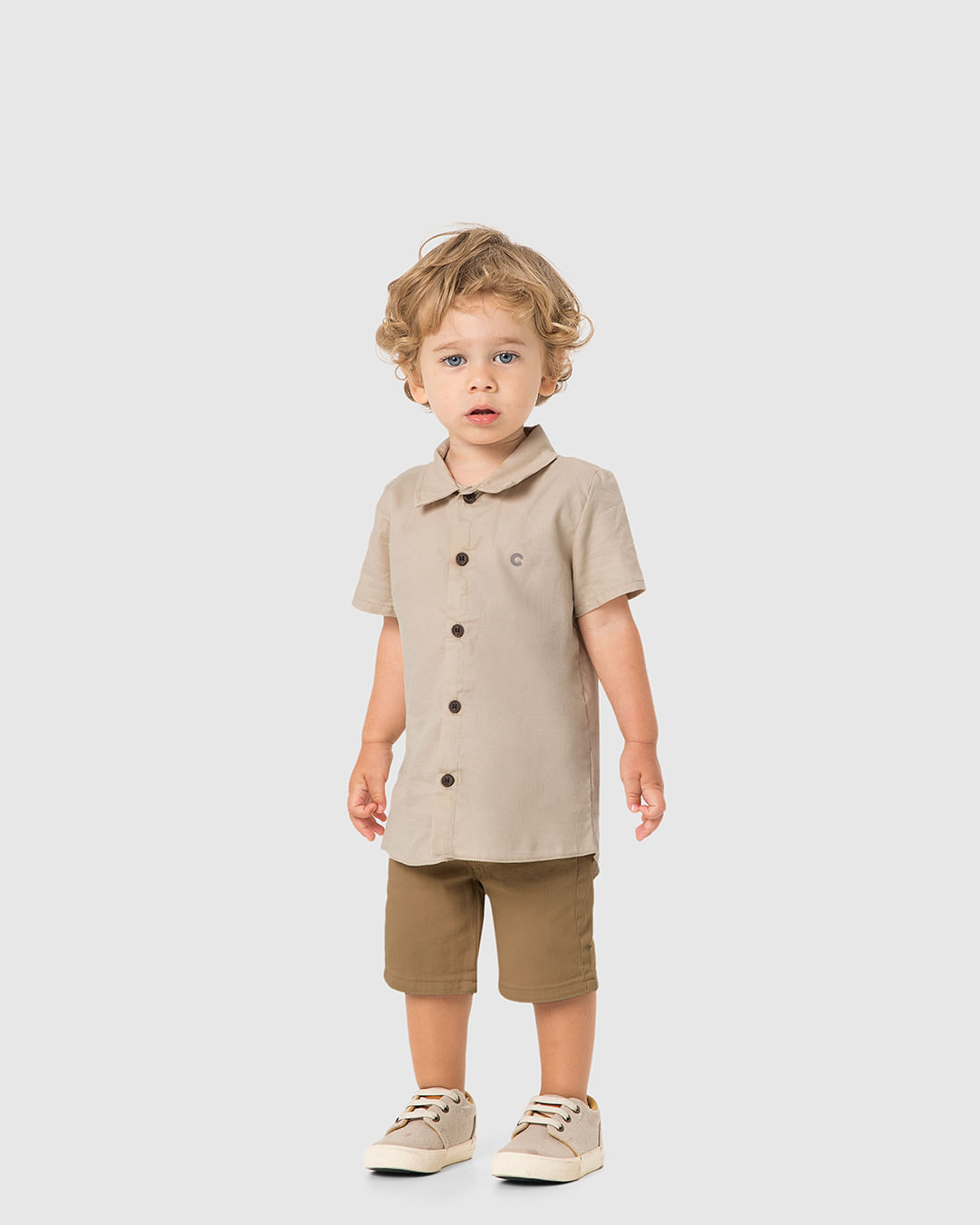 Conjunto Menino Camisa Tradicional em Algodão Texturizado - Carinhoso