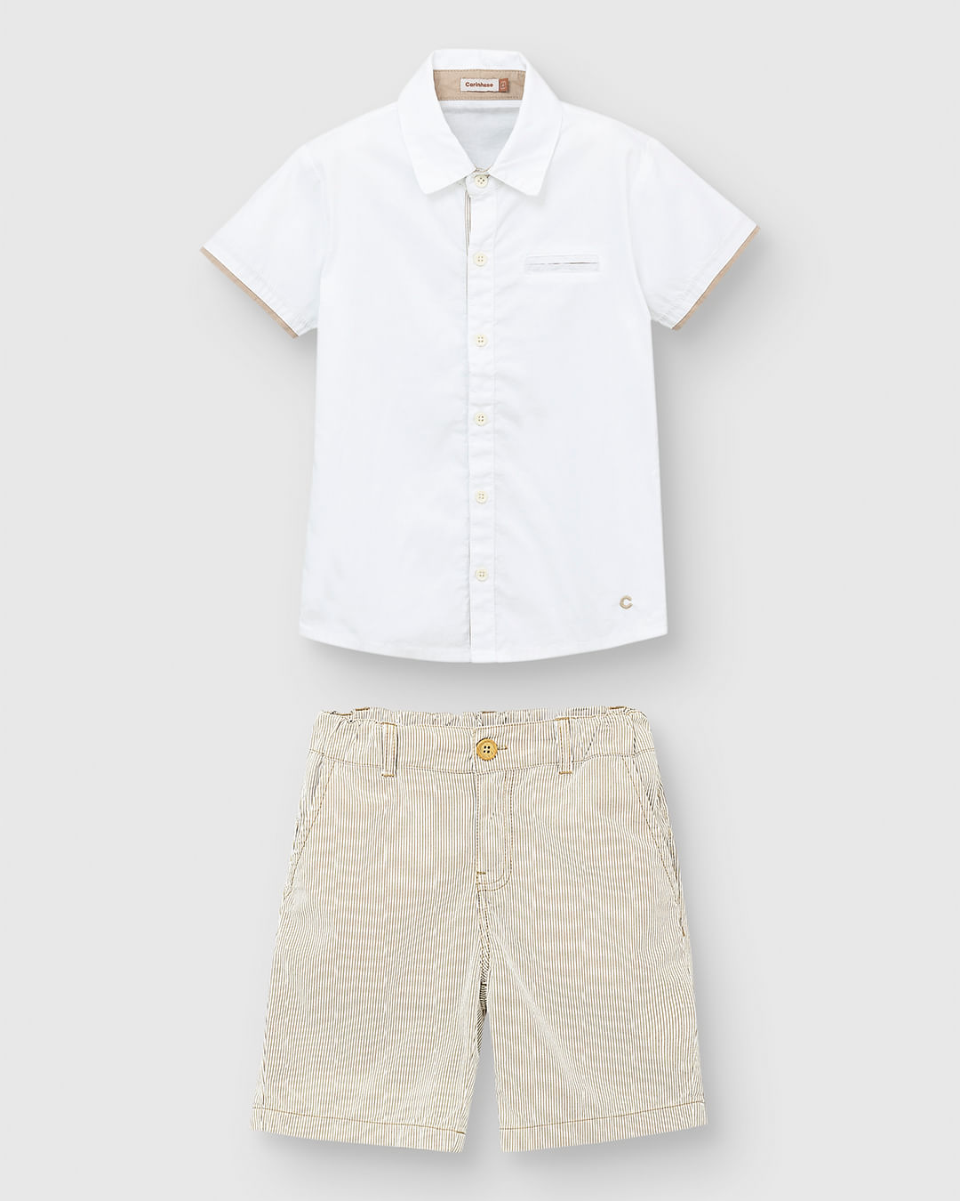 Conjunto Menino Camisa Tradicional E Bermuda Em Algodão - Carinhoso