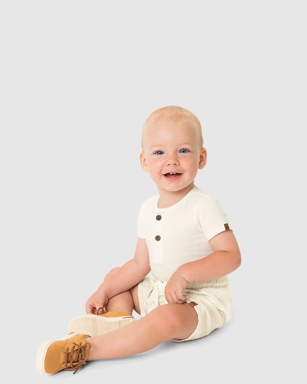 Conjunto Bebê Menino Body Polo e Bermuda em Viscolinho Texturizado - Carinhoso