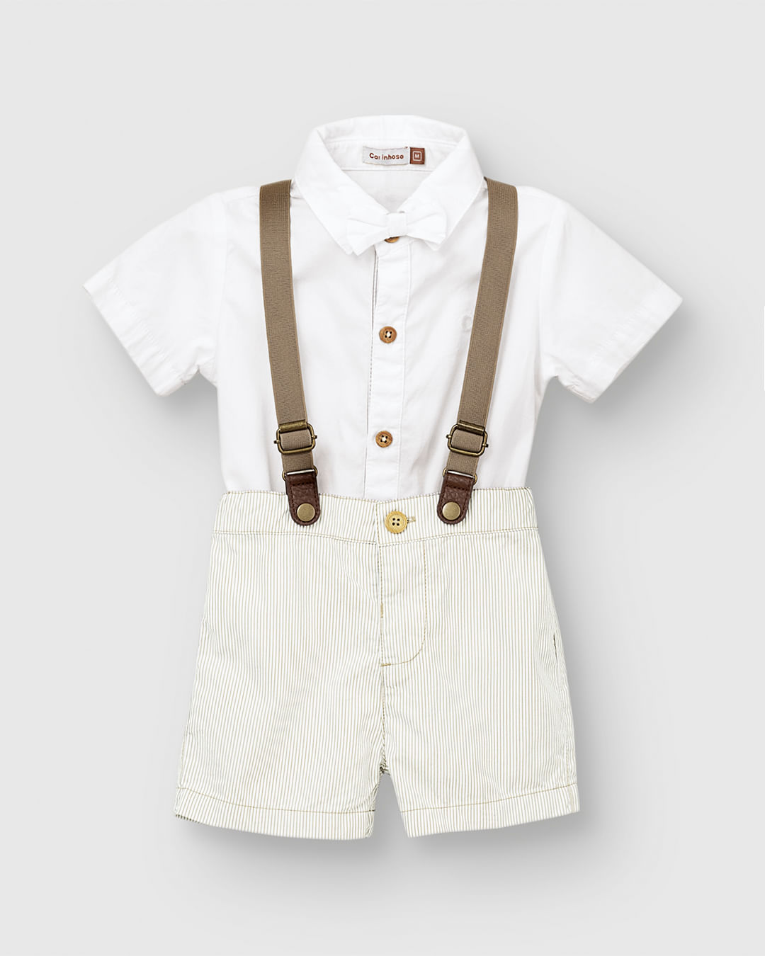 Conjunto Bebê Menino Body Detalhe Gravata Borboleta E Bermuda - Carinhoso