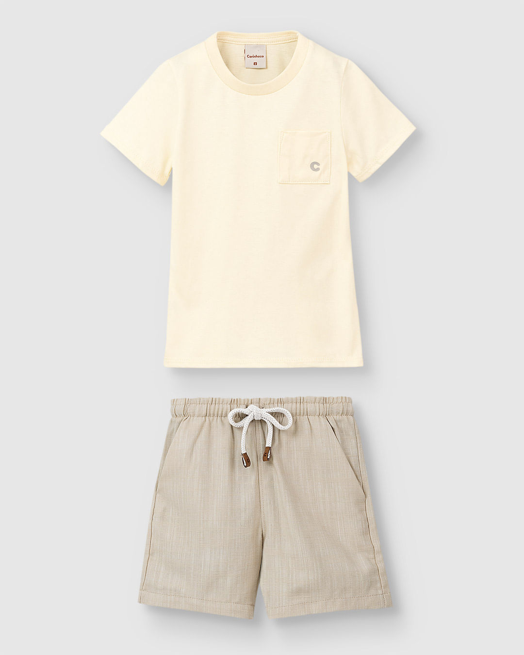 Conjunto Menino Camiseta Bolso Funcional Em Algodão - Carinhoso