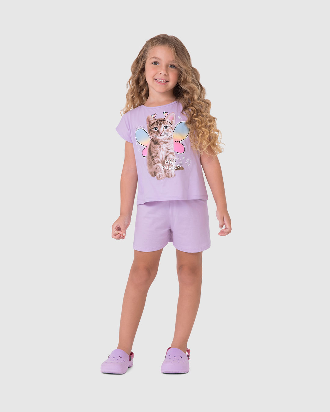 Pijama Infantil Menina Blusa Estampa Gatinho Em Algodão Malwee Kids