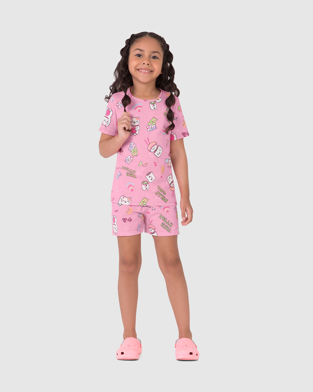 Pijama Infantil Menina Estampa Gatos Em Algodão Malwee Kids