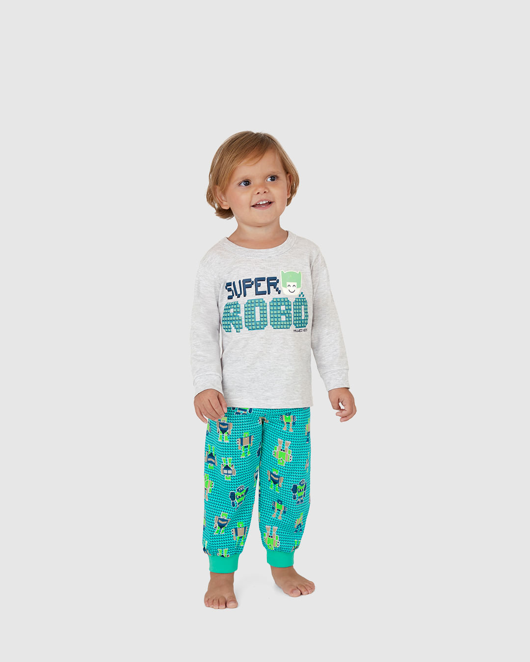 Pijama Longo Infantil Menino Calça Estampada Em Algodão Malwee Kids