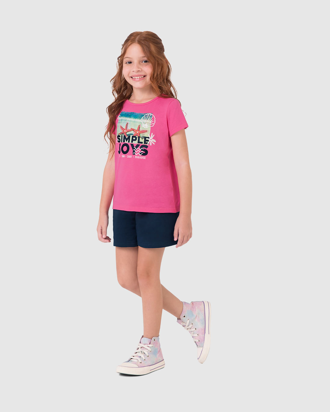 Conjunto Infantil Menina Blusa Manga Curta E Shorts Em Algodão Malwee Kids - Imagem 9