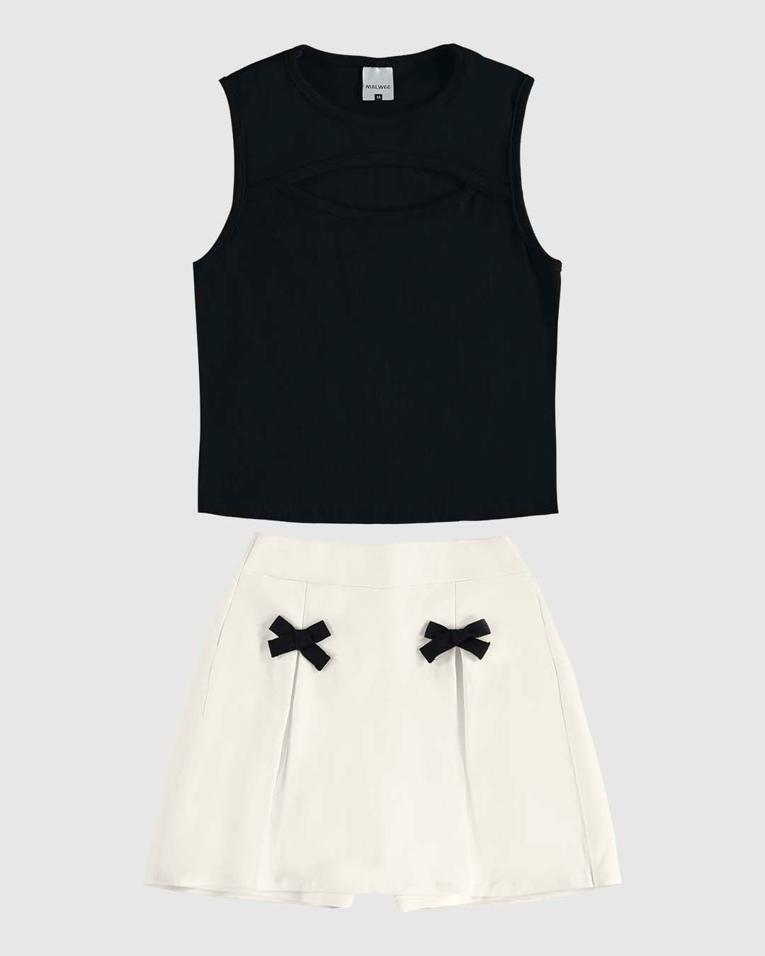 Conjunto Menina Regata e Shorts Saia com Laço Decorativo Malwee Kids