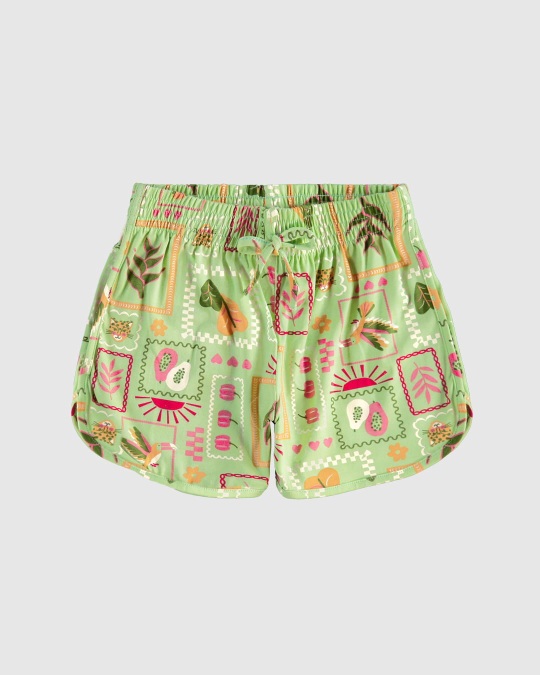 Shorts Infantil Menina Estampado Com Cadarço Em Algodão Malwee Kids
