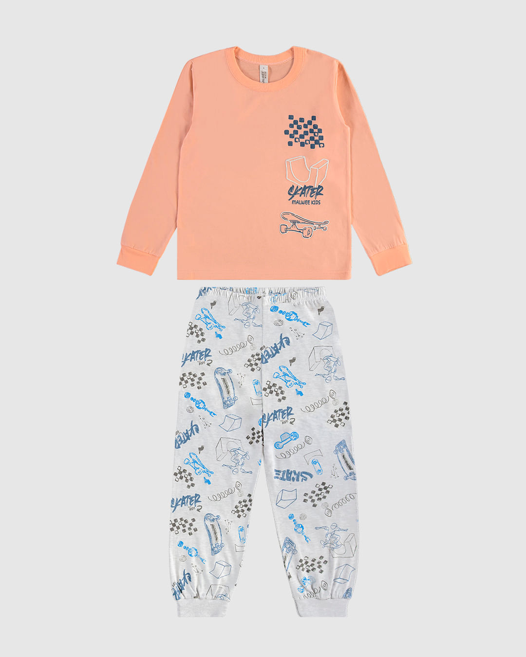 Pijama Longo Infantil Menino Skater Em Algodão Malwee Kids