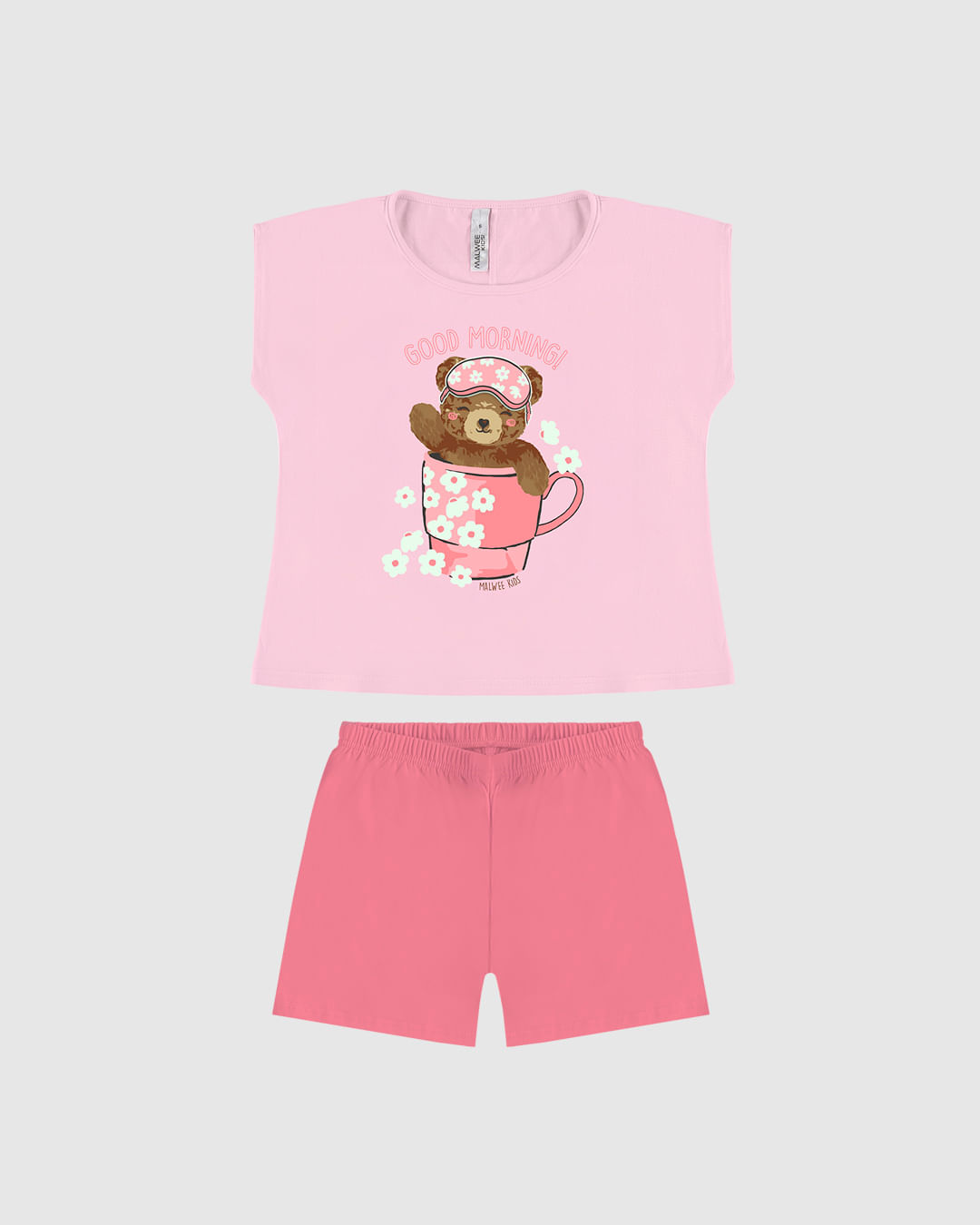 Pijama Infantil Menina Blusa Estampa Ursinho em Algodão Malwee Kids