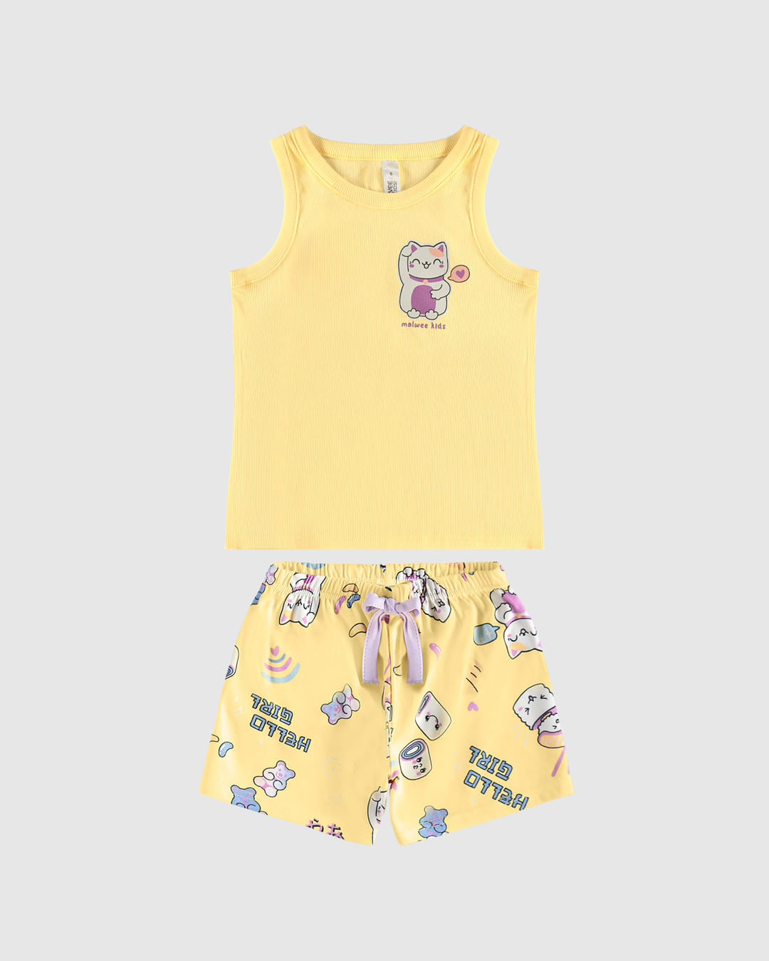 Pijama Infantil Menina Regata Estampa Frontal em Ribana Malwee Kids
