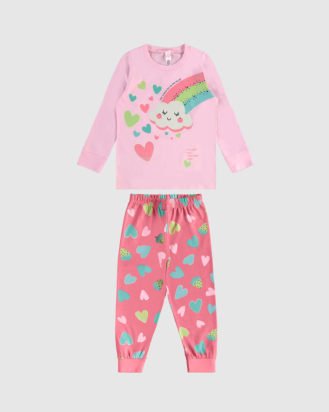 Pijama Infantil Menina Arco-Íris Em Algodão Malwee Kids