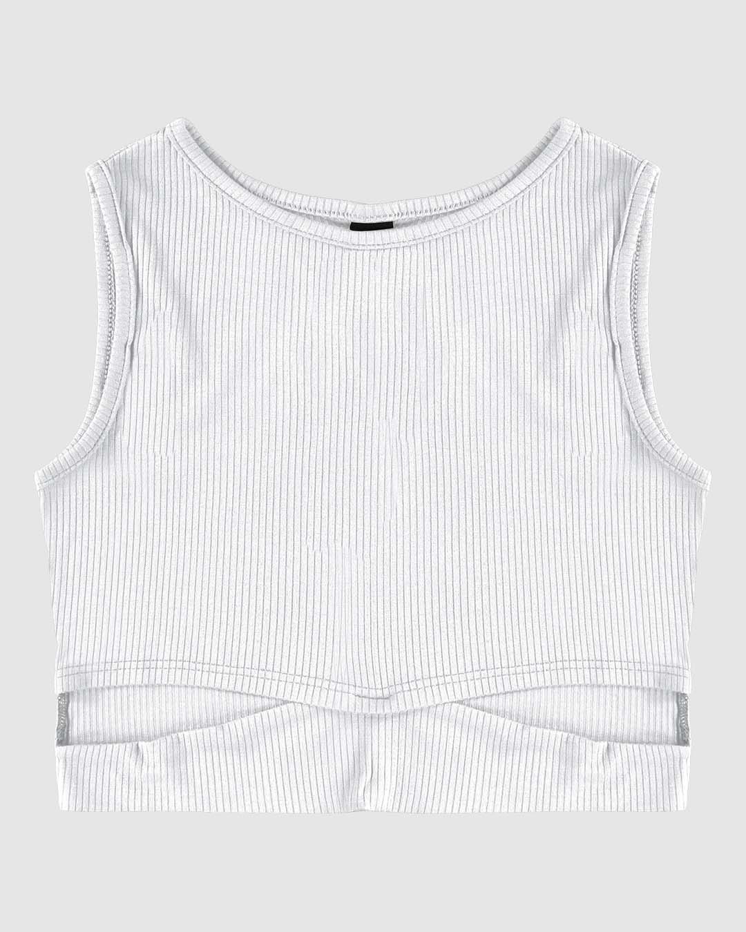 Regata Menina Cropped Detalhe Vazado em Malha Viscose Canelada Malwee Kids