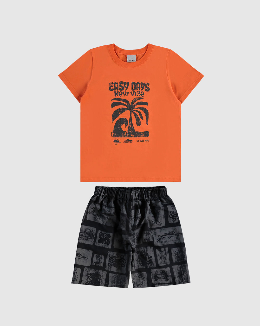 Conjunto Infantil Menino Bermuda Estampada Em Microfibra Malwee Kids - Imagem 2