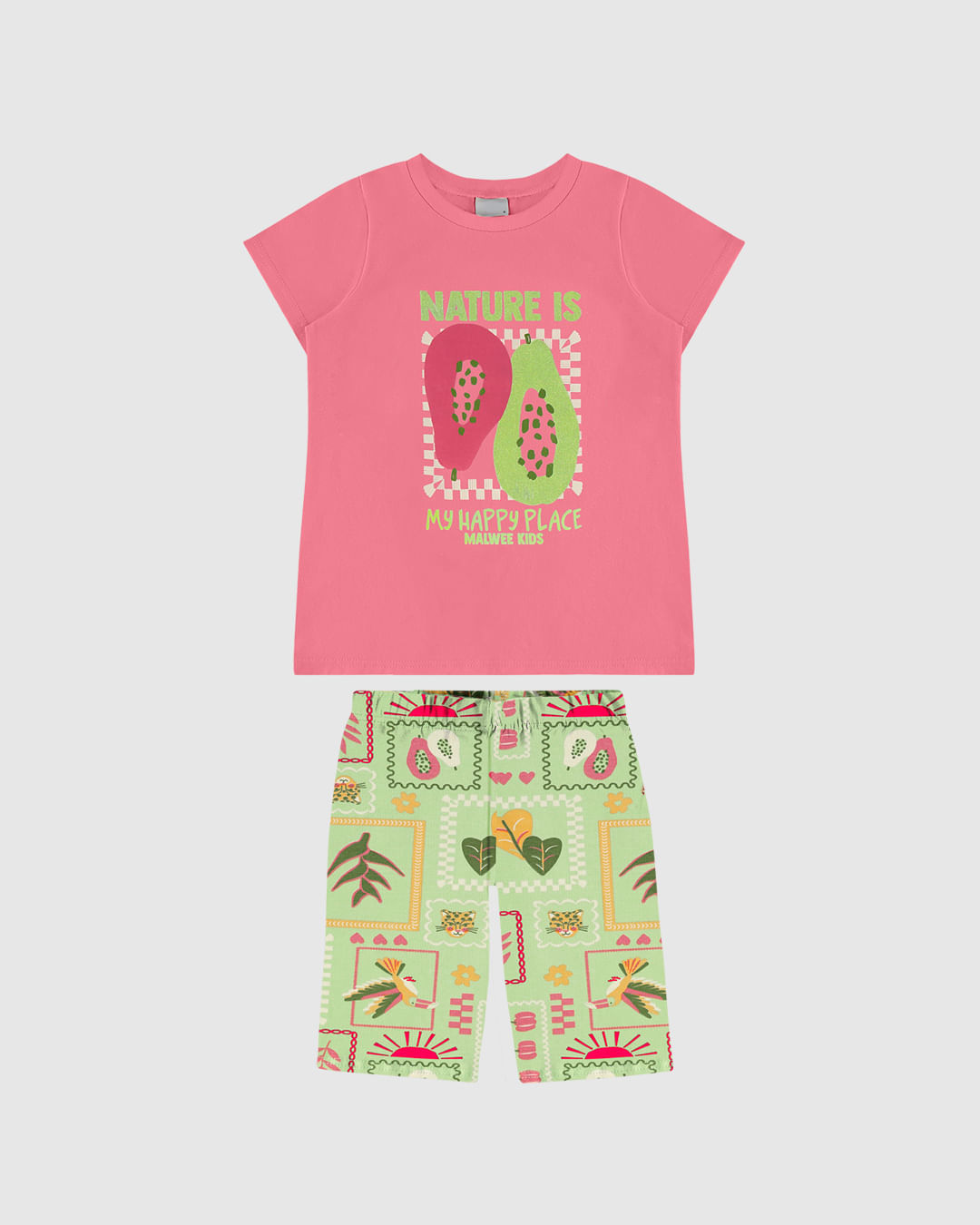 Conjunto Infantil Menina Bermuda Ciclista Estampada Em Algodão Malwee Kids - Imagem 7