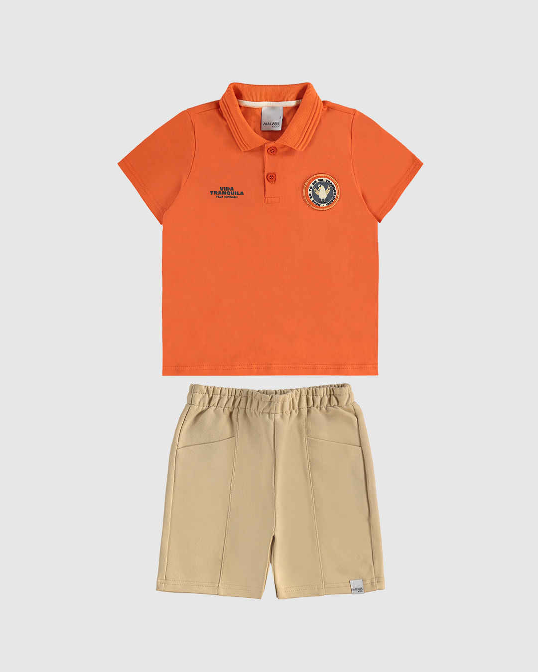 Conjunto Infantil Menino Camisa Polo Estampa Aplique Em Algodão Malwee Kids