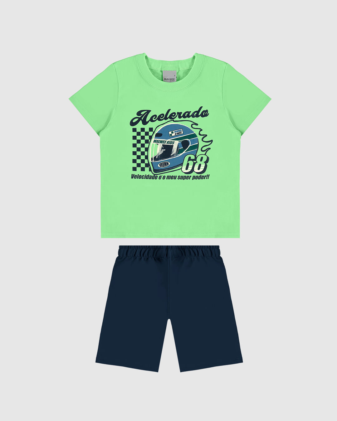 Conjunto Infantil Menino Camiseta Estampada + Bermuda Em Algodão Malwee Kids