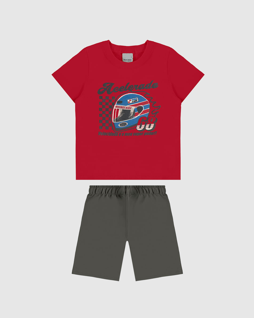 Conjunto Infantil Menino Camiseta Estampada + Bermuda Em Algodão Malwee Kids