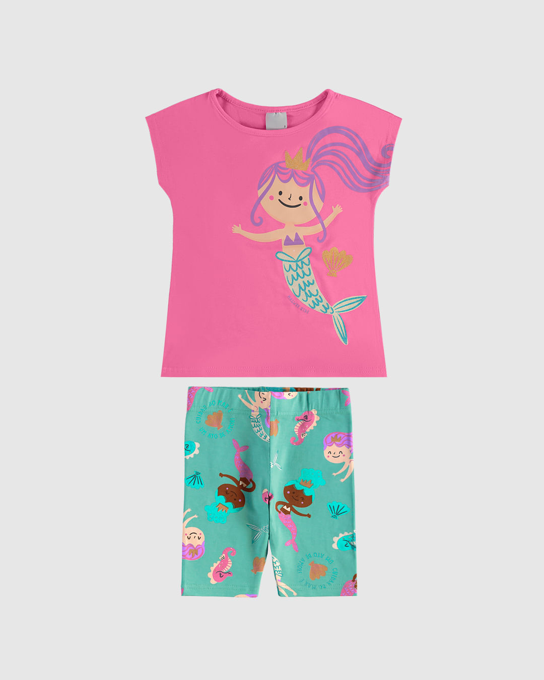 Conjunto Infantil Menina Estampa Sereia Em Algodão Malwee Kids - Imagem 3