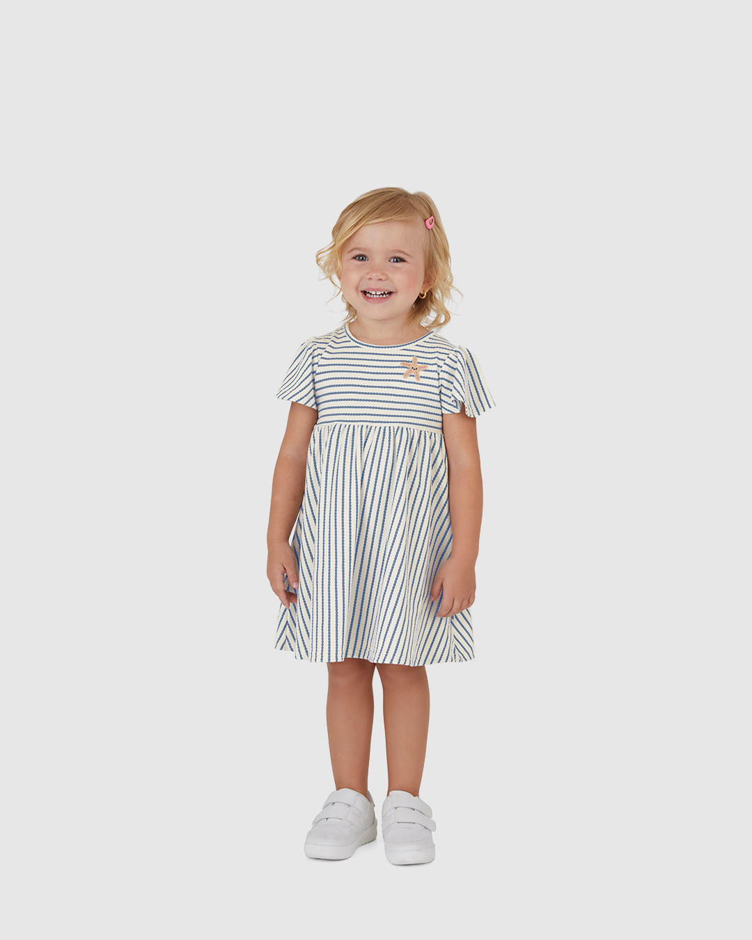 Vestido Infantil Rodado Em Malha Texturizada Listrada Malwee Kids - Imagem 4