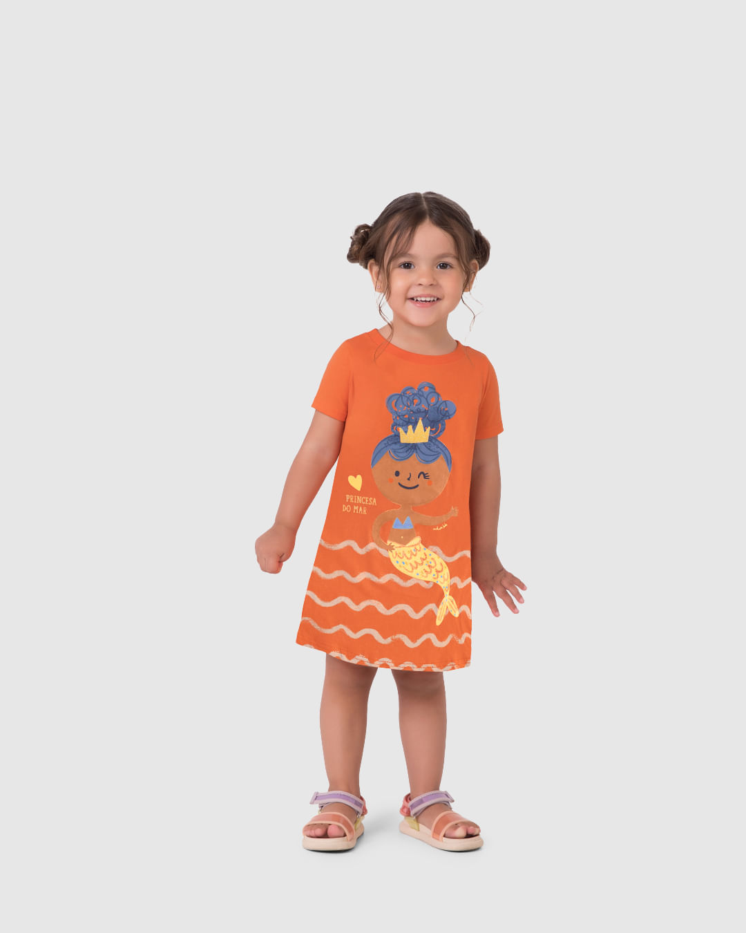 Vestido T-Shirt Infantil Princesa Do Mar Em Algodão Malwee Kids - Imagem 5