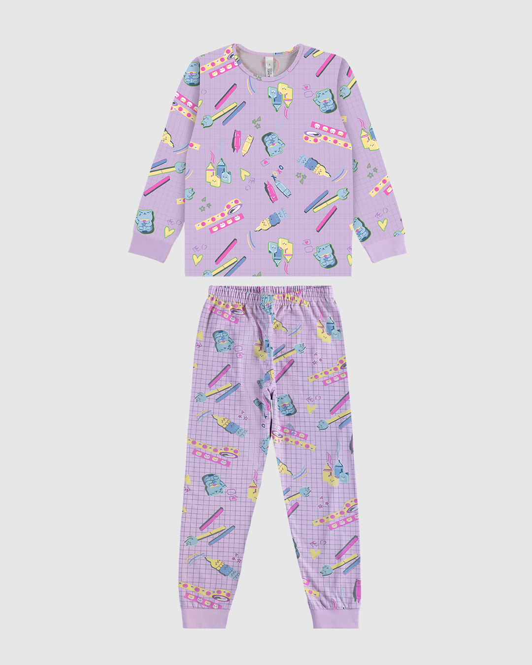 Pijama Longo Infantil Menina Estampado Em Algodão Malwee Kids