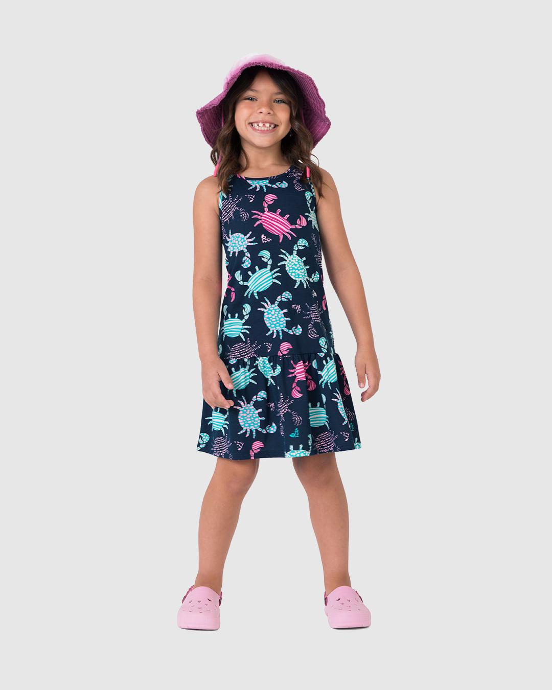 Vestido Infantil Barra Franzida Estampado Em Algodão Malwee Kids - Imagem 7