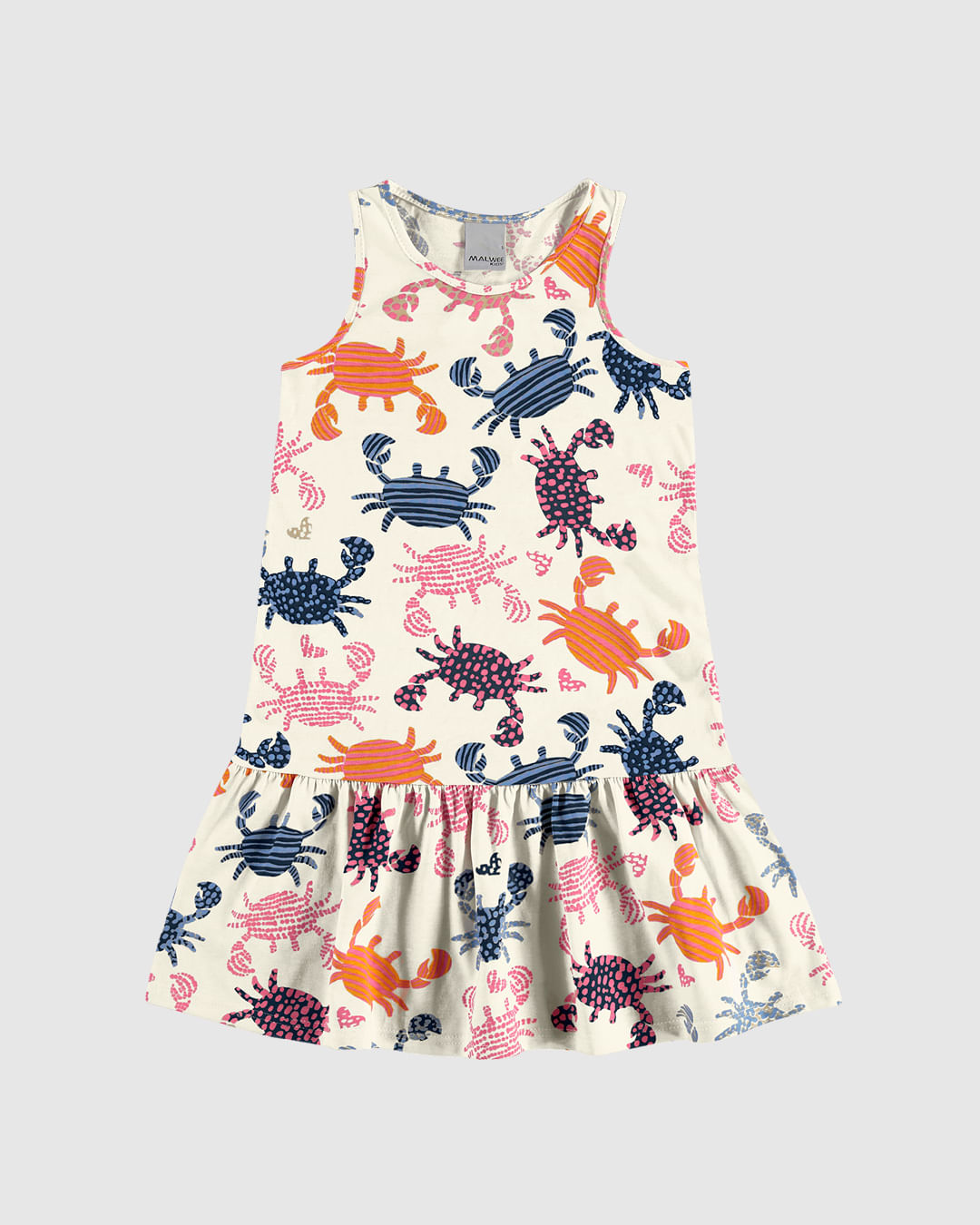 Vestido Infantil Barra Franzida Estampado Em Algodão Malwee Kids