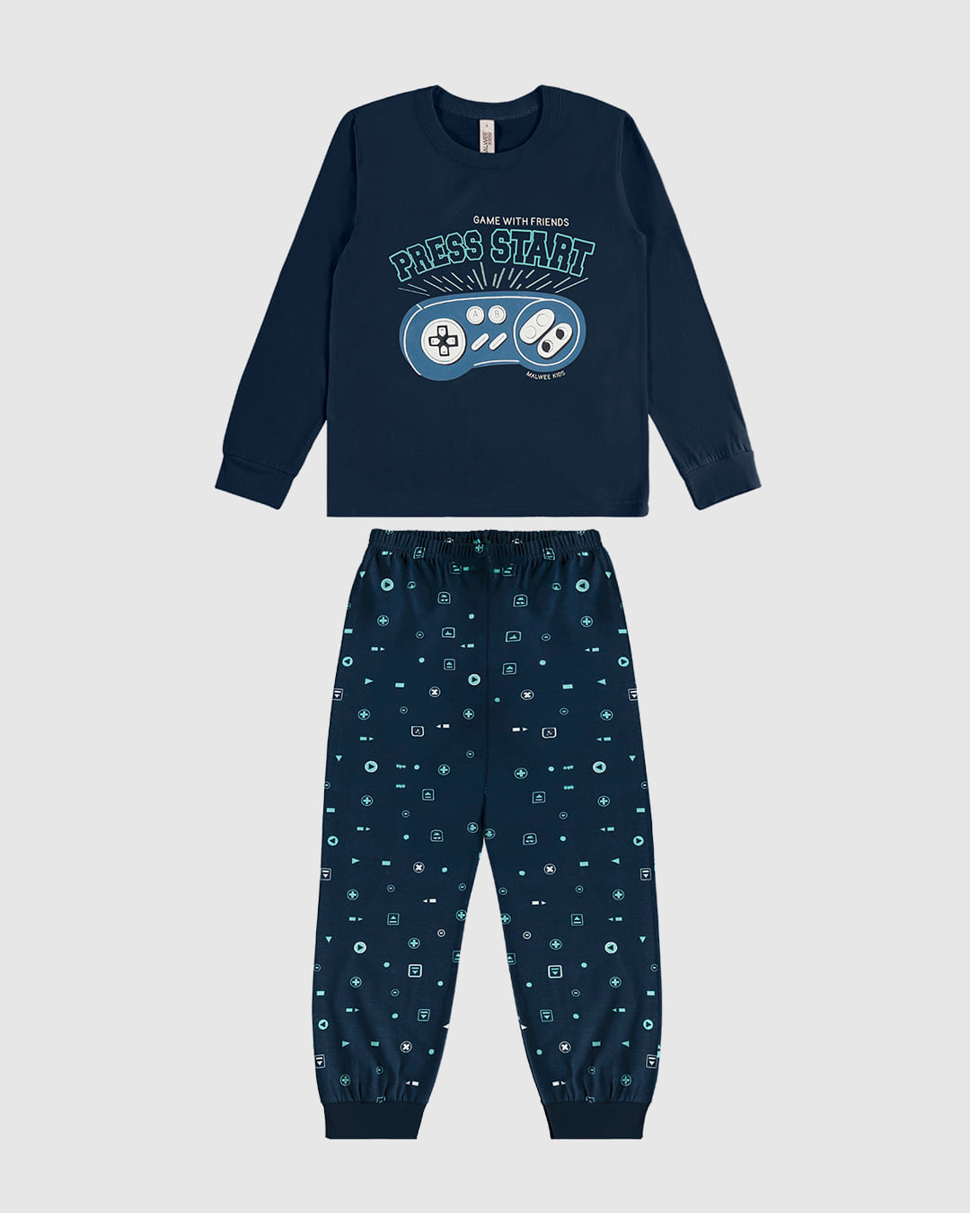 Pijama Longo Infantil Menino Press Start Em Algodão Malwee Kids - Imagem 6