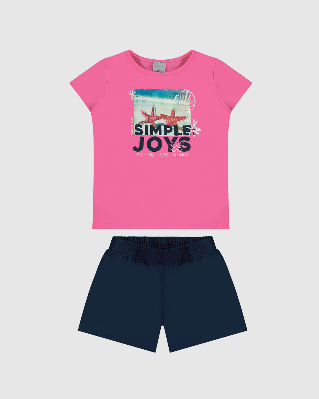 Conjunto Infantil Menina Blusa Manga Curta E Shorts Em Algodão Malwee Kids - Imagem 8