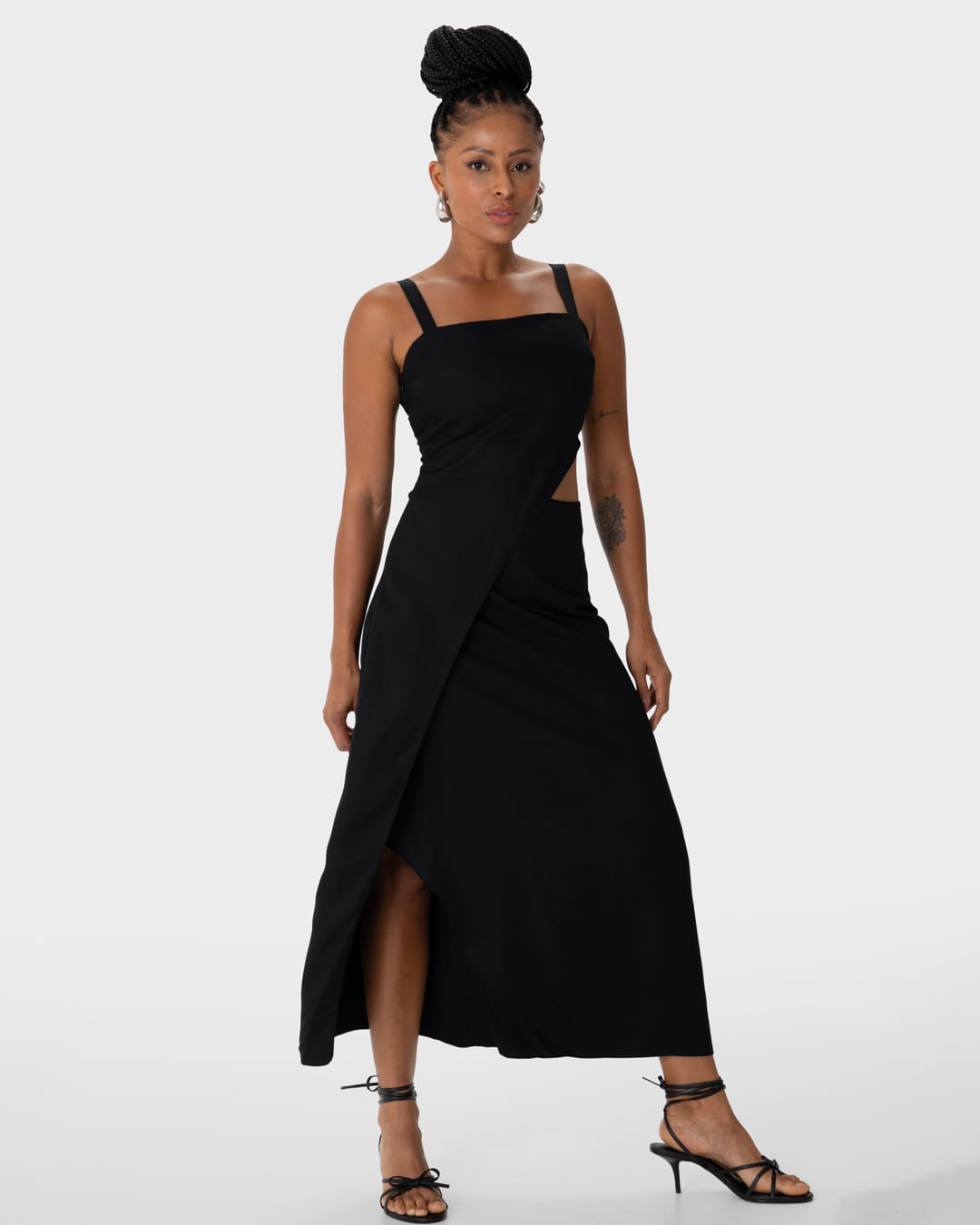 Vestido Midi Feminino Evasê Detalhe Cut Out Em Crepe De Viscose - ENFIM - Imagem 7