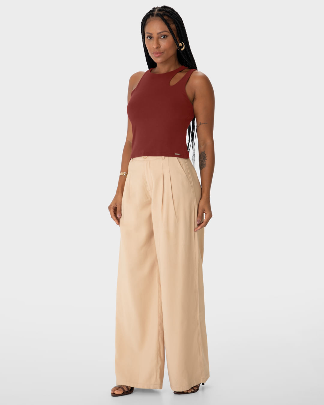 Regata Justa Feminina Recorte Cut Out Ombro Em Viscose Stretch - ENFIM