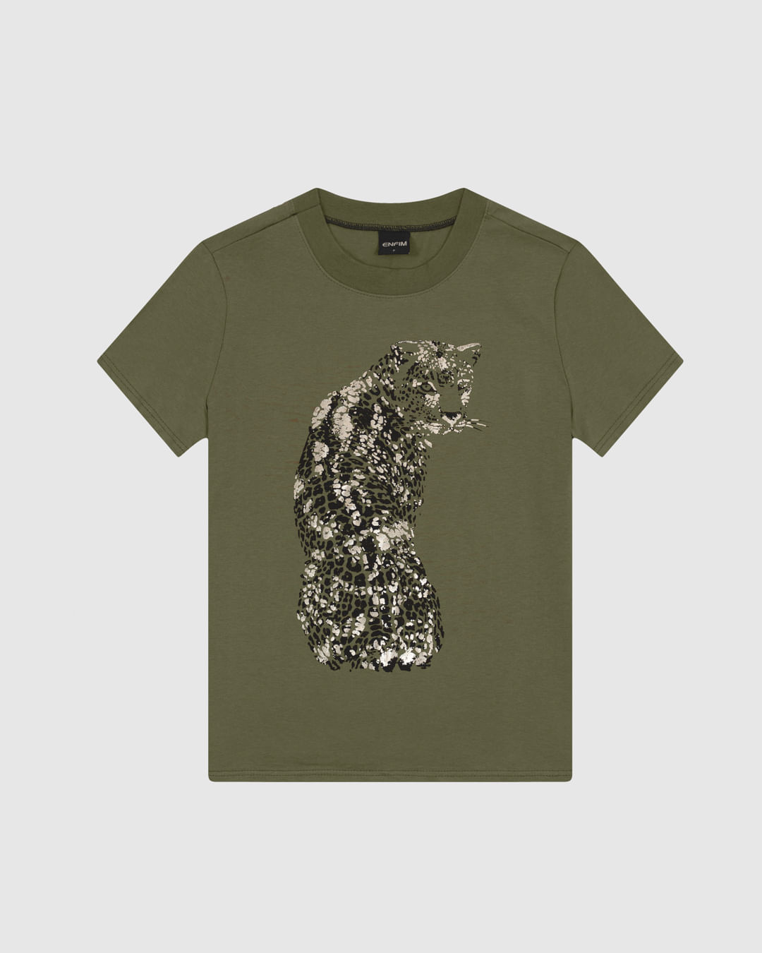 T-Shirt Feminina Slim Estampa Foil Onça-Pintada em Algodão - ENFIM