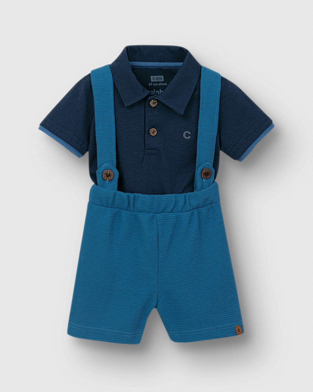 Conjunto Bebê Menino Camisa Polo E Bermuda Com Suspensório - Carinhoso - Imagem 10