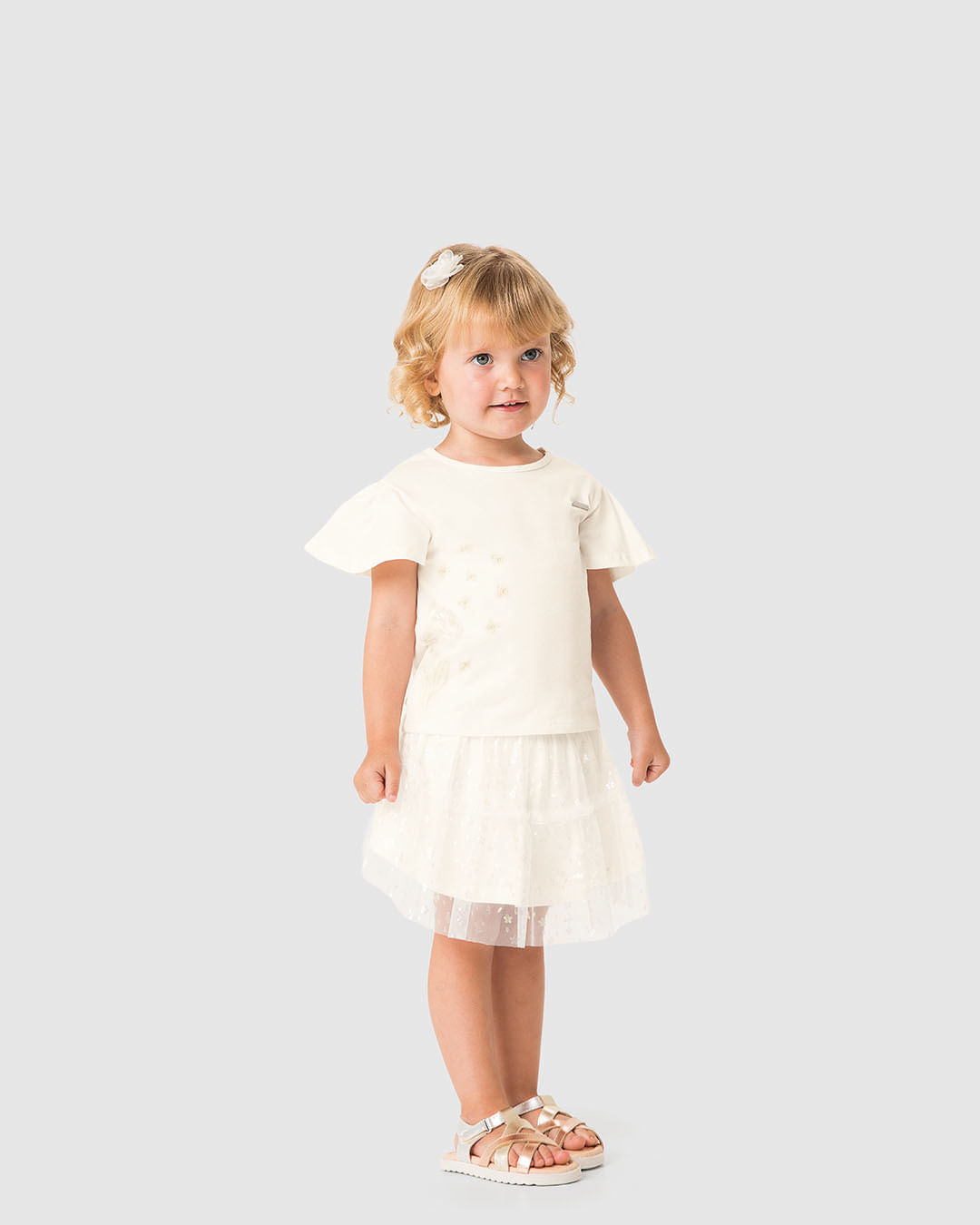 Conjunto Menina Blusa Bordado + Saia Em Algodão E Tule Foil - Carinhoso - Imagem 13